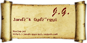 Janák Györgyi névjegykártya