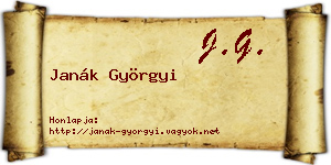 Janák Györgyi névjegykártya